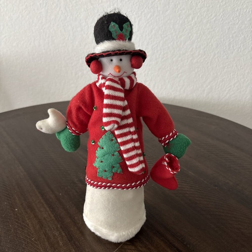 Vintage Unbranded 12” Weighted Bottom “Snowlady”-w/stocking & Dove On Hands